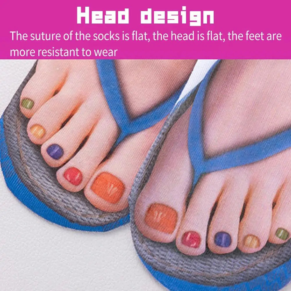 1 Pair 3D Printing Pattern Flip Flop Socks Funny Socks for Women Flip-Flop Ankle Socks Low Cut Floor Socks Hosiery Novelty Gifts