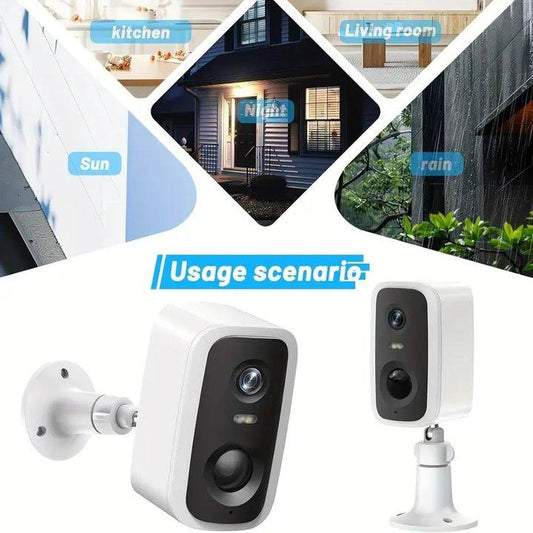 Battery Rechargeable Security Camera Wireless Indoor/Outdoor 2.4Ghz Wifi , 2K Color Night Vision, Automatic Alarm, AI Detection