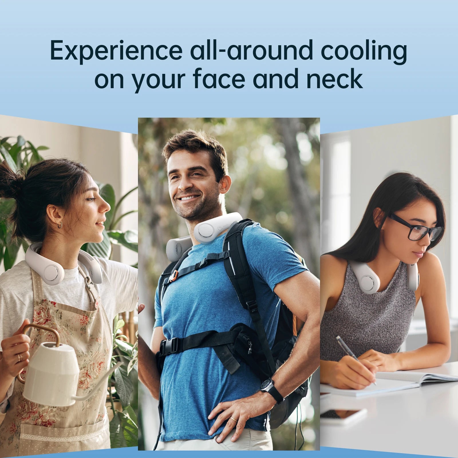 Portable Neck Fan Upgraded, 5000Mah Battery, Necksupport, 5 Speeds Gears Adjustment, Outdoor Wearable Hands-Free Fan