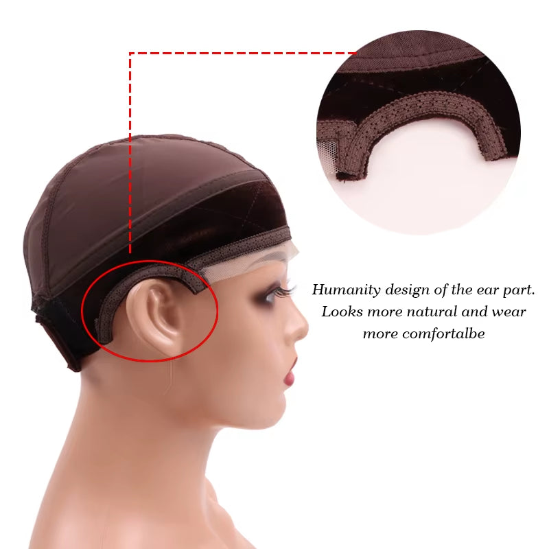 Female Headband Wig Cap Hd Lace Wig Cap for Wig Making U Part Wig Caps with Adjustable Velvet Wig Grip to Wear Wig Nude Hair Net