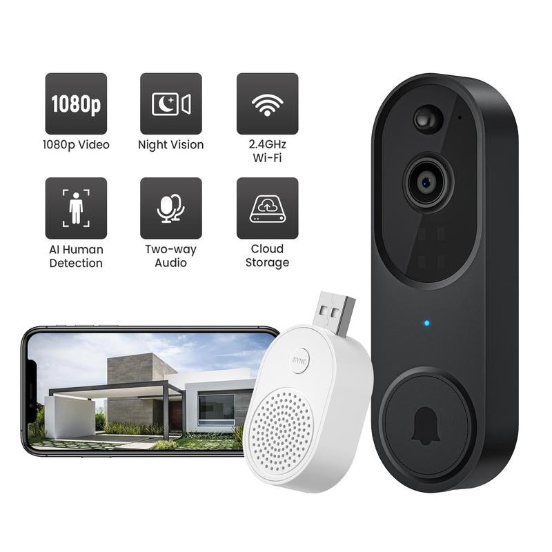 Wireless Security Camera, Outdoor Camera, 2.4G Wifi 1080P Rechargeable Battery Waterproof Home Security Cameras with AI Human Detection, 2-Way Talk, Night Vision, Remote Live View, Easy Installation, Christmas Gifts