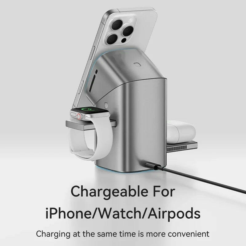 Qi2 Auto-Rotate Touch Magnetic 3 in 1 Wireless Charger Fast Charging 15W for Iphone 12/13/14/15/16, for Iwatch & Airpods