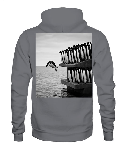 Minimalist Penguin Art Unisex Hoodie - Unique Monochrome Design for the Brave - Fast US Shipping
