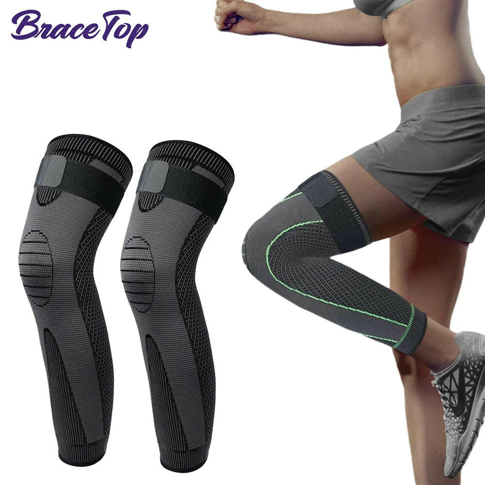 Anti-Slip Lengthen Knee Pad Long Leg Sleeve Bandage Compression Knee Brace Running Sports Warmth Elastic Knee Protector
