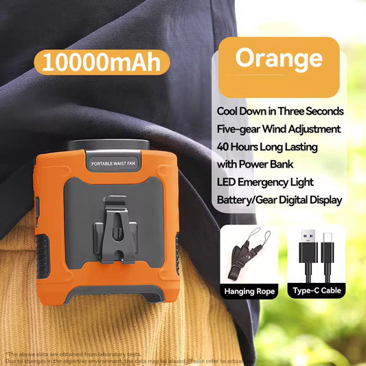 “Stay Cool Anywhere: The 20,000 mAh Wearable Waist & Neck Fan with Power Bank”