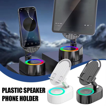 5In1 Induction Speaker Mobile Phone Holder Adjustable RGB Light Smart Wireless Bluetooth Speaker Phone Reverse Charging Function