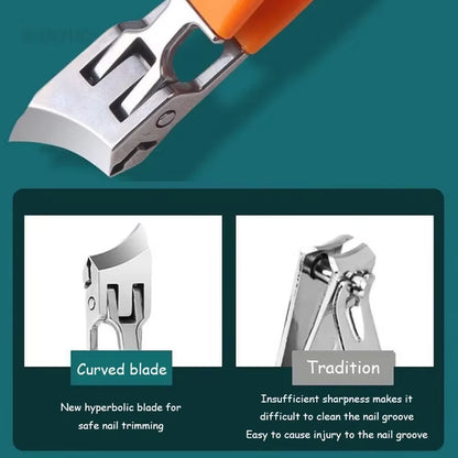 Slanted Nail Clipper Oblique Blade Ingrown Toenail Clipper Anti-Splash Wide Jaw Opening Hard Nails Curved Blade Manicure Tools