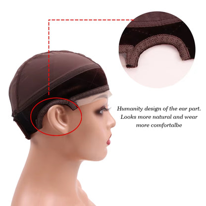 Female Headband Wig Cap Hd Lace Wig Cap for Wig Making U Part Wig Caps with Adjustable Velvet Wig Grip to Wear Wig Nude Hair Net