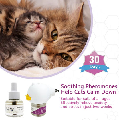 Pheromone Diffuser for Cats Cat Pheromone Plug-In Relaxants Start Kit 30-Day Refill Calming Spray for Calm Relaxing Home Indoor