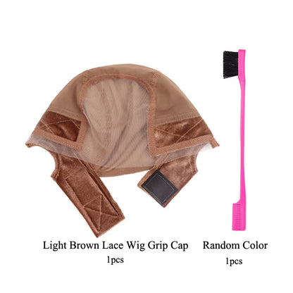 Female Headband Wig Cap Hd Lace Wig Cap for Wig Making U Part Wig Caps with Adjustable Velvet Wig Grip to Wear Wig Nude Hair Net