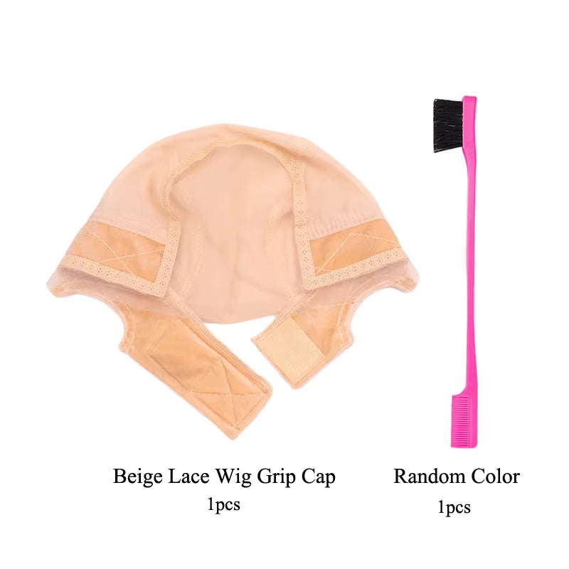 Female Headband Wig Cap Hd Lace Wig Cap for Wig Making U Part Wig Caps with Adjustable Velvet Wig Grip to Wear Wig Nude Hair Net