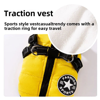 Pet Dog Jacket with Harness Winter Warm Dog Clothes for Labrador Waterproof Small Dog Coat Chihuahua French Bulldog Outfits