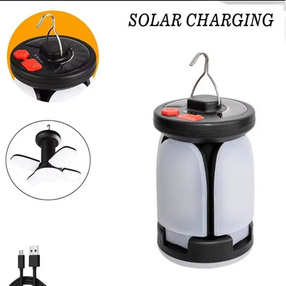 Solar Power Lights Outdoor Hook LED Handy Folding Emergency DC Sunlight Charging Lamp Camping Garden Waterproof Flash Lighting