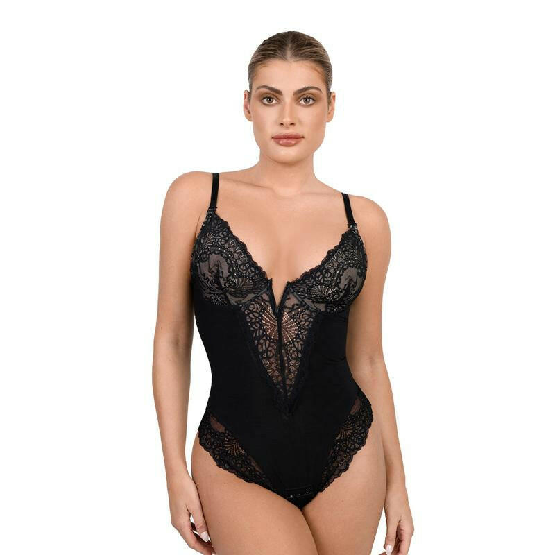 Popilush Women's Deep-V Neck Lace Shapewear Bodysuit