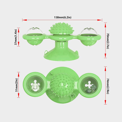 Multifunctional Cat Toy with Glowing Ball & Catnip, Suction Cup Design, Interactive Play & Teeth Massage