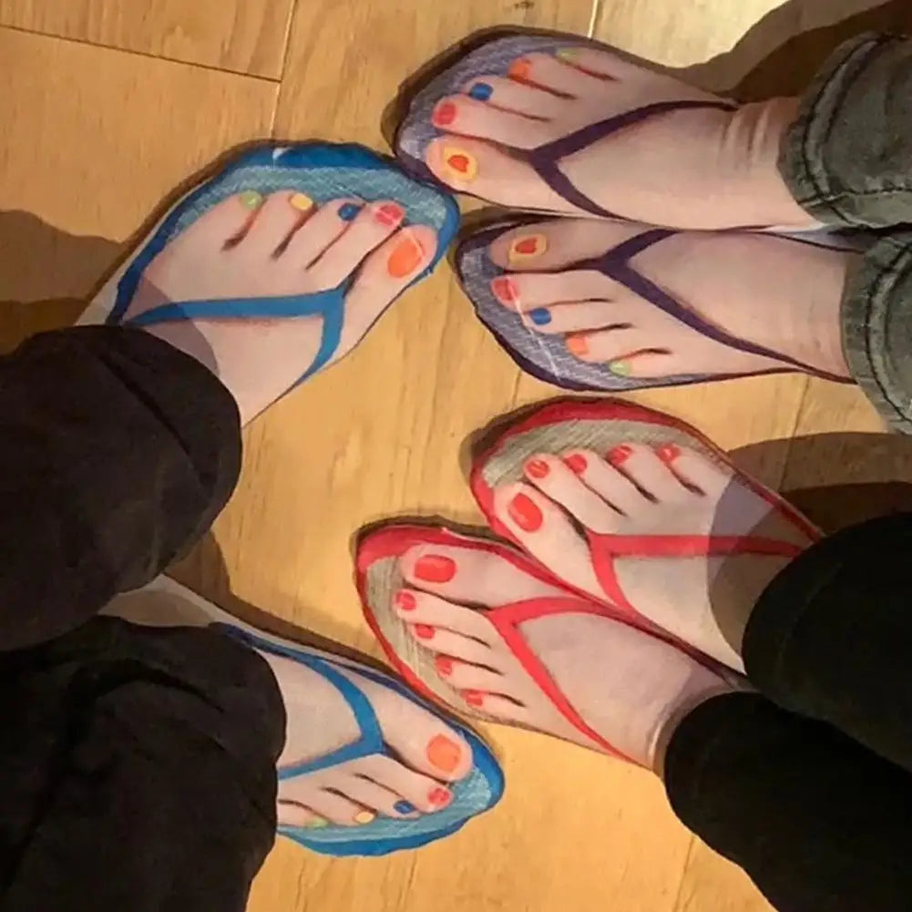 1 Pair 3D Printing Pattern Flip Flop Socks Funny Socks for Women Flip-Flop Ankle Socks Low Cut Floor Socks Hosiery Novelty Gifts