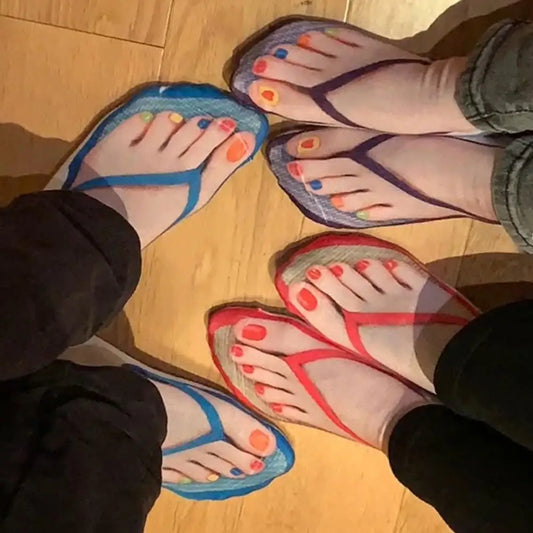 1 Pair 3D Printing Pattern Flip Flop Socks Funny Socks for Women Flip-Flop Ankle Socks Low Cut Floor Socks Hosiery Novelty Gifts