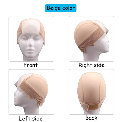 Female Headband Wig Cap Hd Lace Wig Cap for Wig Making U Part Wig Caps with Adjustable Velvet Wig Grip to Wear Wig Nude Hair Net