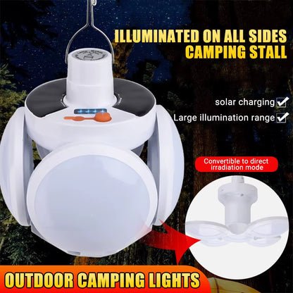 Solar Power Lights Outdoor Hook LED Handy Folding Emergency DC Sunlight Charging Lamp Camping Garden Waterproof Flash Lighting