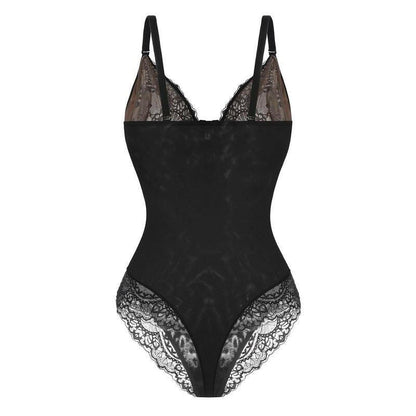 Popilush Women's Deep-V Neck Lace Shapewear Bodysuit